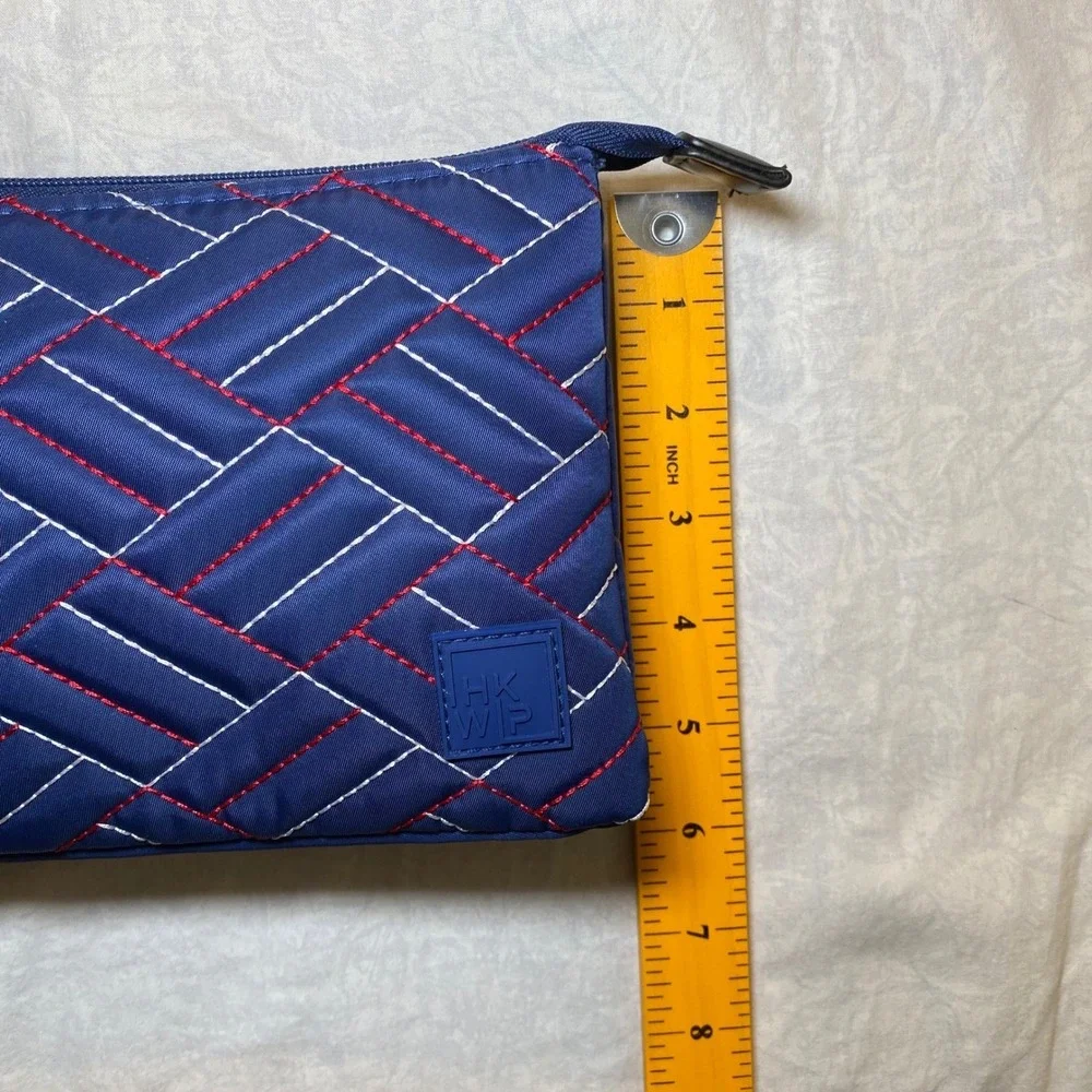 IHKWIP Triple Entry Crossbody Wristlet‎ Blue Quilted RFID Travel Organizer NWT
